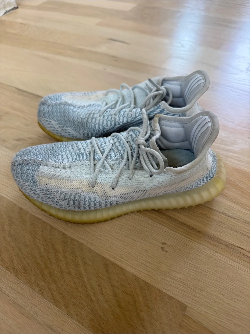 Yeezy Kids Sneakers in Light Gray, Cream & Yellow Sole